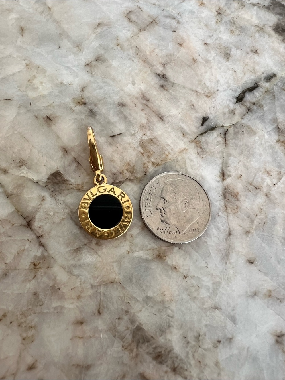 Bulgari Gold Pendant with Black Center Disc